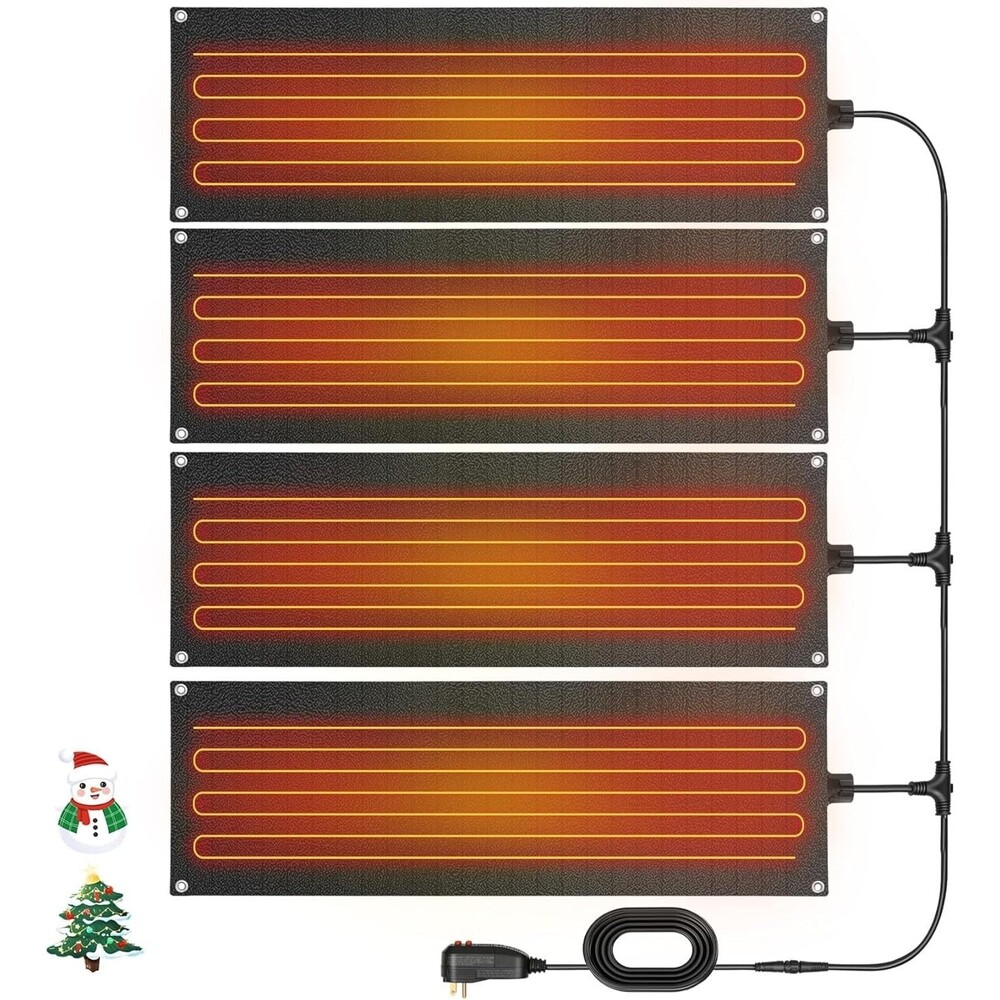 4 PCs Heat Snow/Ice Melting Mats Outdoor For Stairs Walkway 10"X30" No-Slip